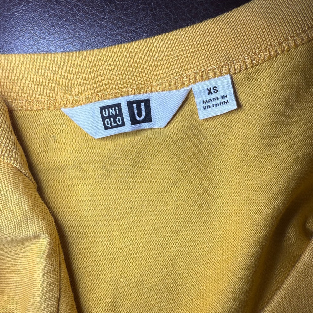 Uniqlo U Mustard Yellow Maxi Dress Minimalist Short Sleeve XS - Picture 4 of 8